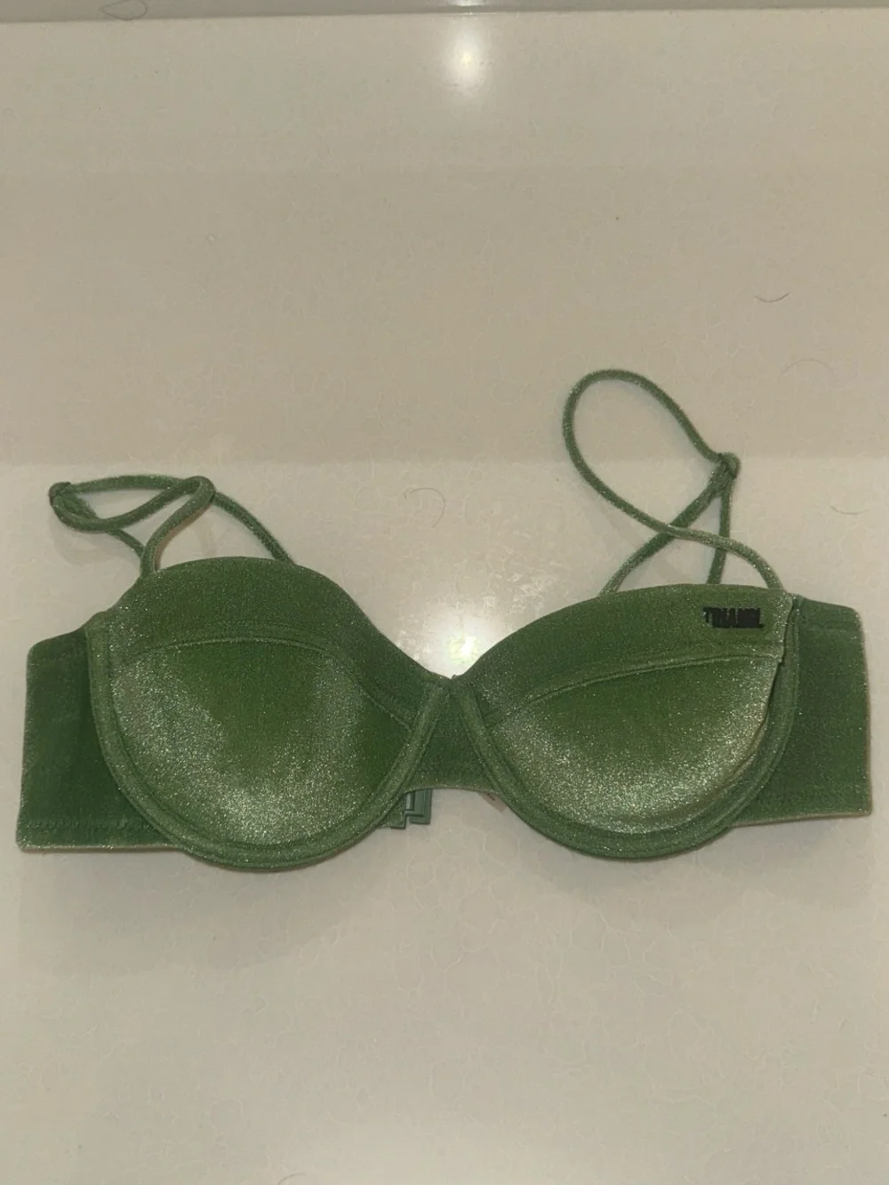 triangl swimwear Shimmery Olive Green Underwire Bikini Top